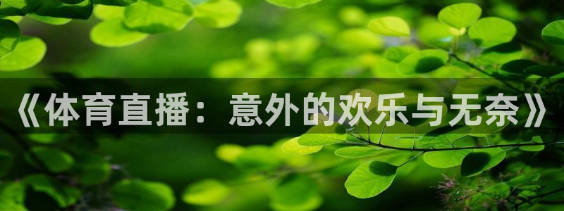 so米体育直播平台：《体育直播：意外的欢乐与无奈》
